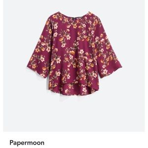 Papermoon bell sleeve, hi lo blouse, size L